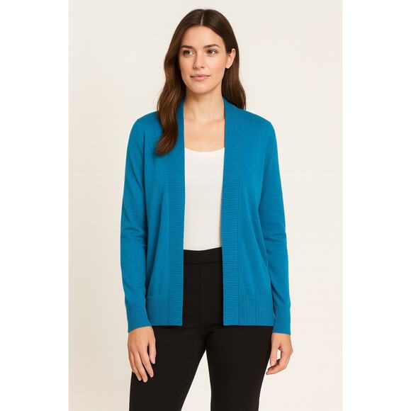 Worthington Turquoise Open Front Long Sleeve Cardigan – Petite Small - NWT - Picture 3 of 6